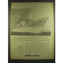 1965 Italian Line Ad - En route to New York, take an Italian Holiday