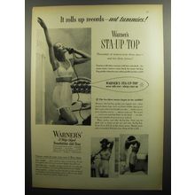 1951 Warner's Sta-up-Top Girdles Ad - It rolls up records - not tummies!