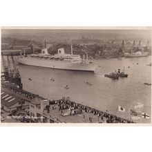 MS Kungsholm Swedish American Line at Goteberg Real Photo Old Postcard