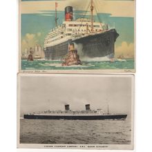 RMS Loythia Antique Ship Cunard Line Queen Elizabeth 2x Postcard s