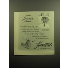 1958 The Homestead Resort Ad - In the Homestead Manor