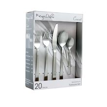 MegaChef Cravat 20 Piece Flatware Utensil Set, Stainless Steel Silverware Met...
