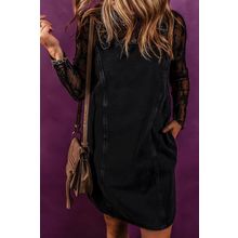 Black Sleeveless Shift Denim Dress