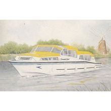 Grande Girl Wroxham Norfolk Boat For Hire Painting Postcard
