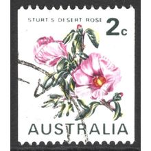AUSTRALIA 1971: WILDFLOWERS COIL STAMP - 2c STURT'S DESERT ROSE USED (G3)