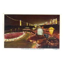 GYNN GARDENS, BLACKPOOL ILLUMINATIONS, LANCASHIRE. used postcard 1963 pm =