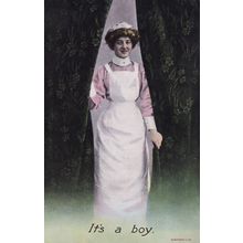 Its A Boy Announcement Antique Nurse Postcard