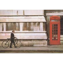 Old Man & Bicycle By Fleet Street London Telephone Box Postcard