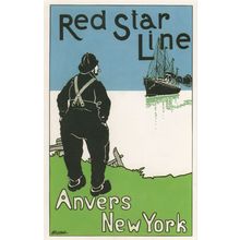 Red Star Line Ship Anver To New York Voyage Advertising Postcard