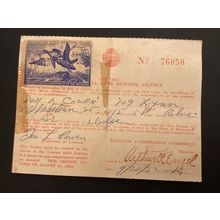 ICOLLECTZONE US RW19 1953 Federal Duck Stamp on License