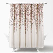 72-inch Tan Purple Grey Floral Flowers Shower Curtain