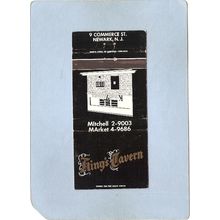New Jersey Newark Matchcover King's Tavern 9 Commerce St~3255