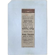 New Jersey Newark Matchcover Park Tavern Bar & Grill 12 East Park St~3246