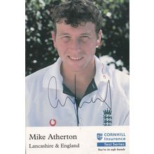 Mike Atherton Hand Signed Cornhill Cricket Test Series Photo Card