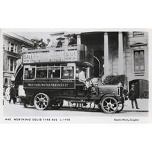 Worthing Motor Services Solid Tyre Old Bus in WW1 Postcard