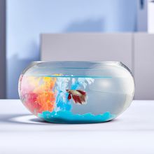 2 Gallon Glass Fish Bowl with Decor, Include Fluorescent Stones & Colorful Plast