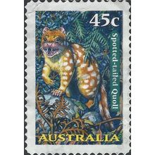 AUSTRALIA, MAMMALS, Spotted-tailed Quoll s/a, green 1997, 45c, #3