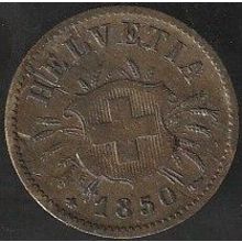 1850 BB Switzerland 5 Rappen Coin