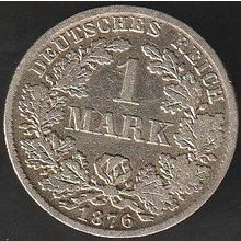 1876 D Germany 1 Mark Silver Coin