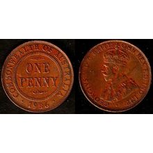 Australia One Penny 1936 Used. Coin 1d Geo V