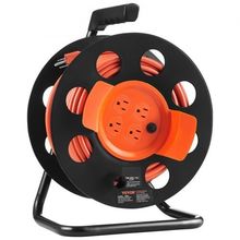 Extension Cord Reel, 100FT, with 4 Outlets and Dust Cover, Heavy Duty 14AWG ...