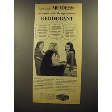 1945 Modess Personal Products Ad - You'll prefer Modess
