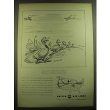 1946 United Air Lines Ad - No use, boys! We'll have to walk!