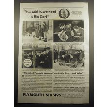 1933 Plymouth Six Car Ad - You said it - we need a big car