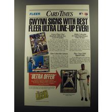 1992 Fleer Series 1 Ultra Baseball cards Advertisement - Gwynn signs with best