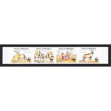 Mozambique WWF Roan Antelope Imperf strip of 4v 2010 MNH MI#3658-3661 Sc#1930