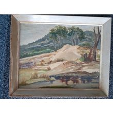 vintage painting by Vivienne Dart, Stanthorpe area 1957 42 x 34cm