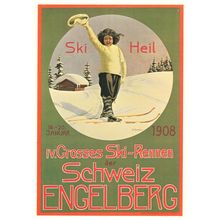 Crosses Ski Rennen 1908 Schweiz Engelberg Skiing Poster Postcard