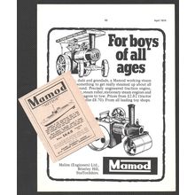 MALINS LTD., MAMOD STEAM : 2 x Original 1950 & 1974 Magazine Adverts POST FREE