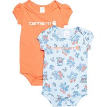 Carhartt Infant Girls Strawberry Print Baby Bodysuits - 2-Pack, Short Sleeve