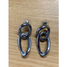 VINTAGE SILVER TONE INTERLOCKING CHAIN EARRINGS 15.88 GRAMS 4cm TALL (P3)