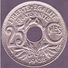 1932 France 25 Centimes Coin