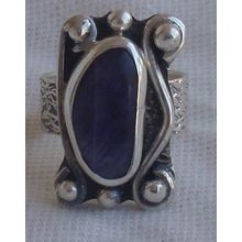 Purple glass silver ring SL72