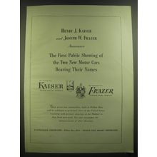 1946 Kaiser Frazer Cars Ad - Henry J. Kaiser and Joseph W. Frazer announce
