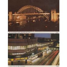 Newcastle Tyne Bridge & Victoria Centre By Night Illuminations 2 1970s Postcard