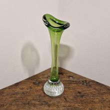 Mid Century Green Swedish Aseda Glasbruk Glass Vase