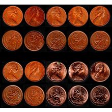Australia Two Cents 1970 to 1979 10 x 2c Used Coins Frilled neck-lizard QE II