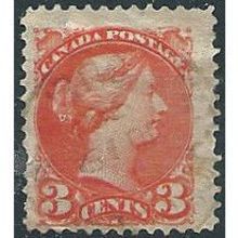 Canada 1876 SG83 3c Orange-Red Fine Used ... .