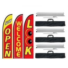 Open Flags for Business Advertising Feather Flag Kit Open Look Welcome