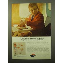 1964 United Airlines Ad - Have A Menu Just for Kids