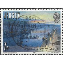 JERSEY, SHIP, Jersey Harbour by Gaslight, blue 1981, 7p, #3