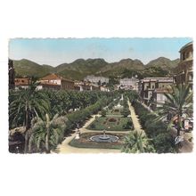 PUBLIC GARDENS, MENTON, FRANCE used vintage postcard 1961 postmark =