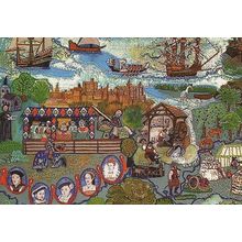 Golden Hind Great Harry In Thames Palace Of Placentia Jousting Postcard