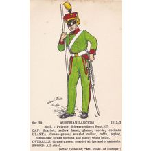 Austrian Lancer Private Schwarzenberg Regiment Napoleonic War Uniform Postcard