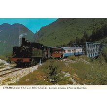 Steam Train at Pont De Gueydan French Railway Bridge Alpes Postcard