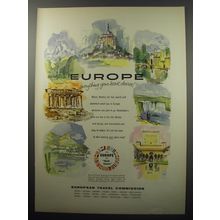 1955 European Travel Commission Ad - Europe everything your heart desires